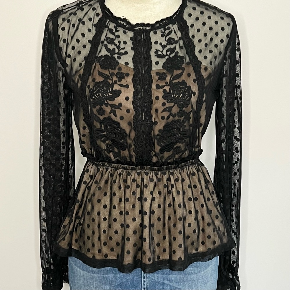 Sheer Black polka dot Blouse